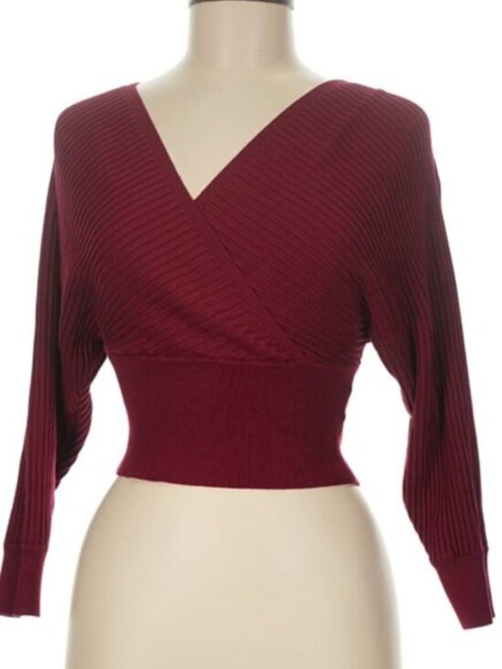 Love Tree Burgundy Ribbed Blouse
